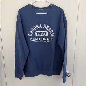 Jerzees Laguna Beach Blue Crewneck Sweater Classic Style